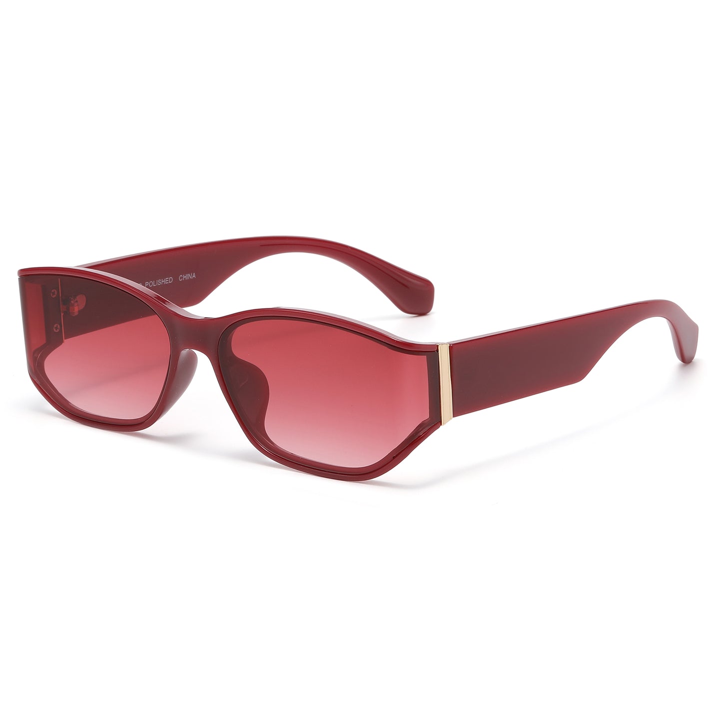 Unisex Rectangular Sunglasses with Gold Hinge Detail P11136