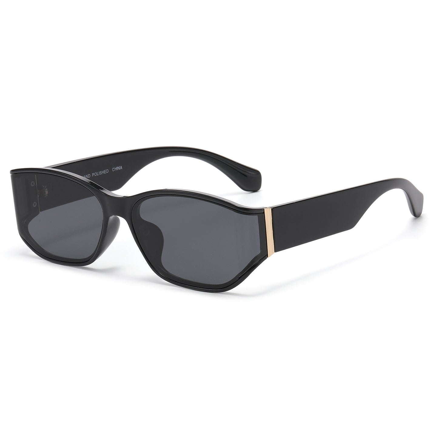 Unisex Rectangular Sunglasses with Gold Hinge Detail P11136