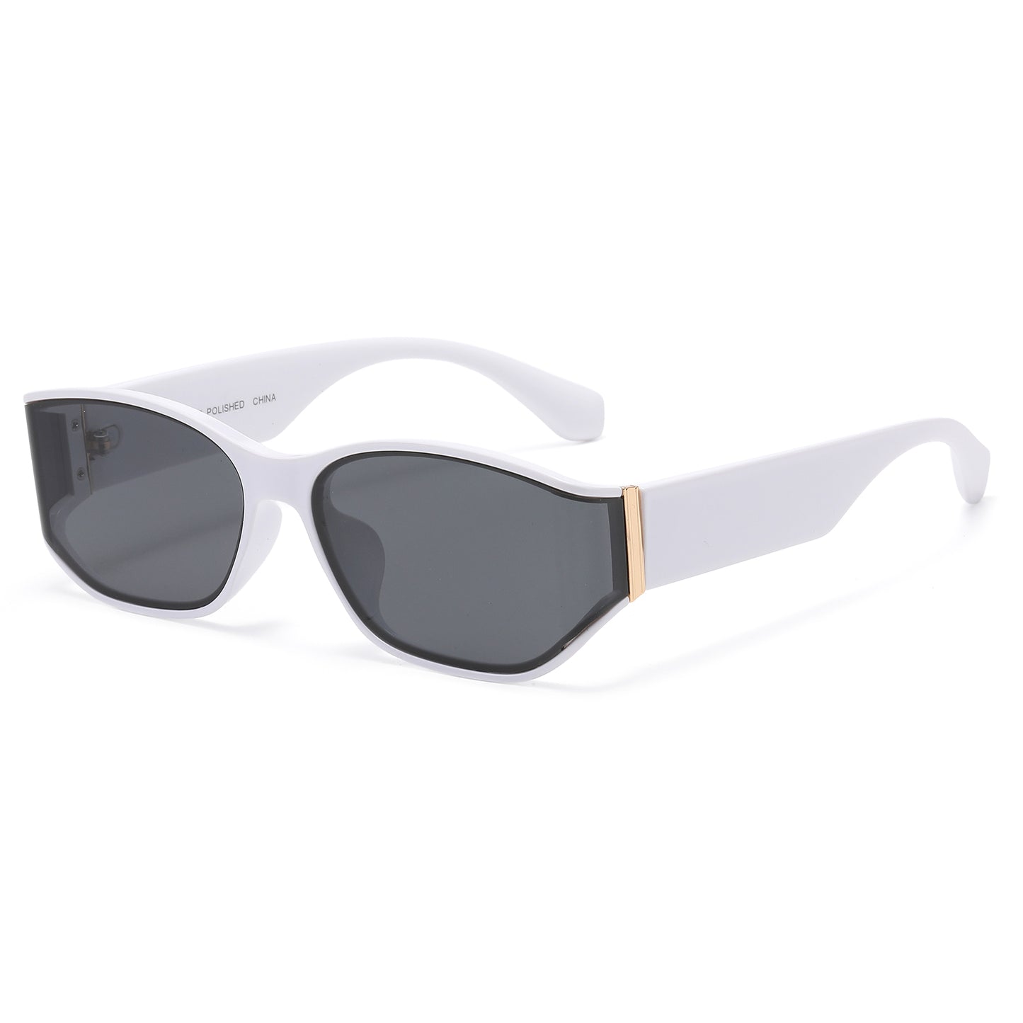 Unisex Rectangular Sunglasses with Gold Hinge Detail P11136