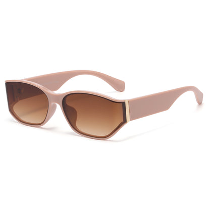 Unisex Rectangular Sunglasses with Gold Hinge Detail P11136