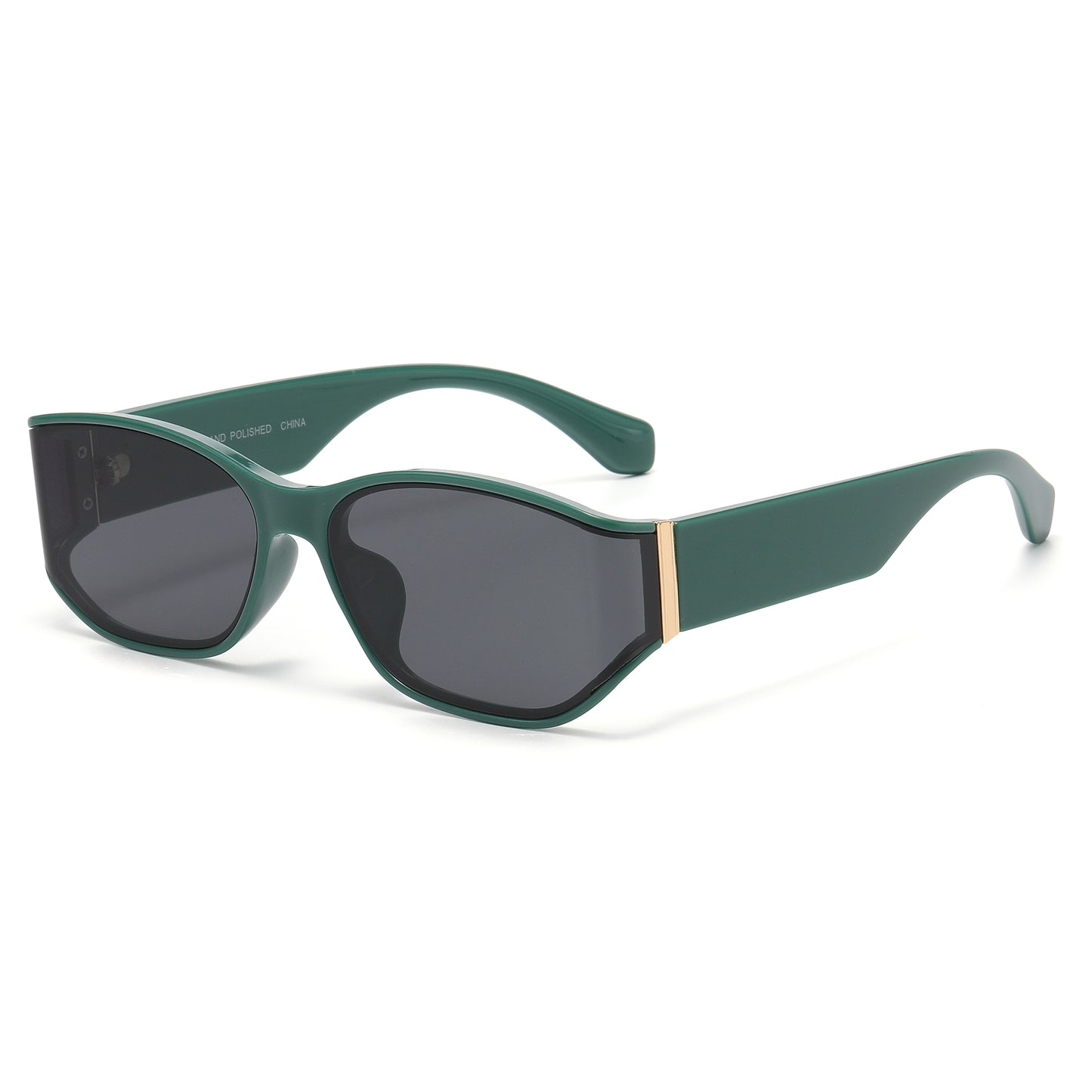 Unisex Rectangular Sunglasses with Gold Hinge Detail P11136