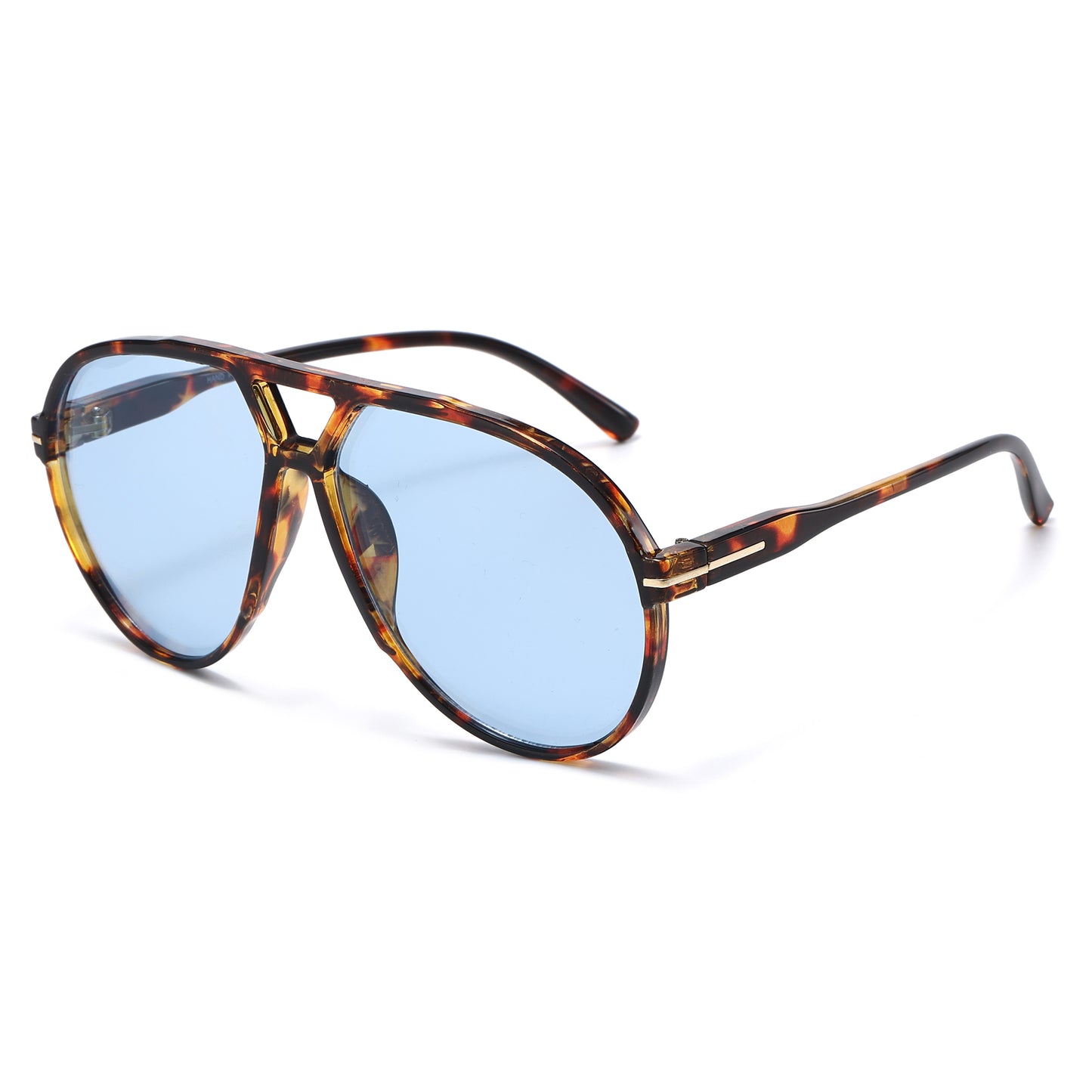 Oversized Retro Flat-Top Aviator Sunglasses P11150
