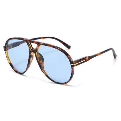 Oversized Retro Flat-Top Aviator Sunglasses P11150