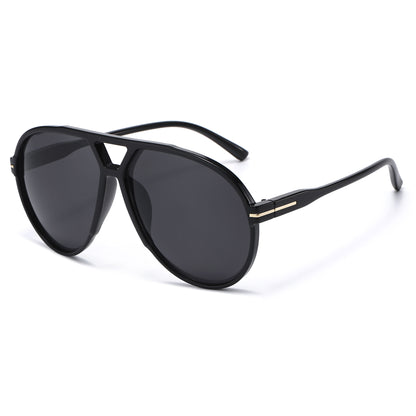 Oversized Retro Flat-Top Aviator Sunglasses P11150