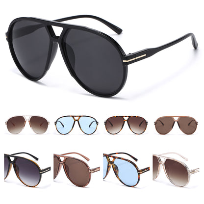 Oversized Retro Flat-Top Aviator Sunglasses P11150