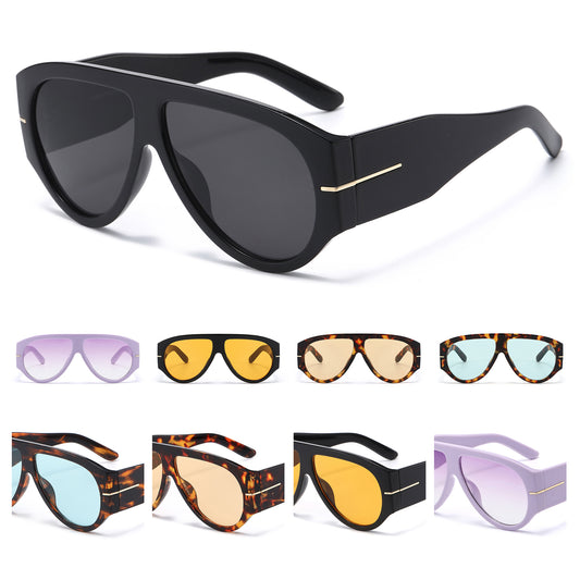 Unisex Oversized Flat Top Shield Sunglasses P11151