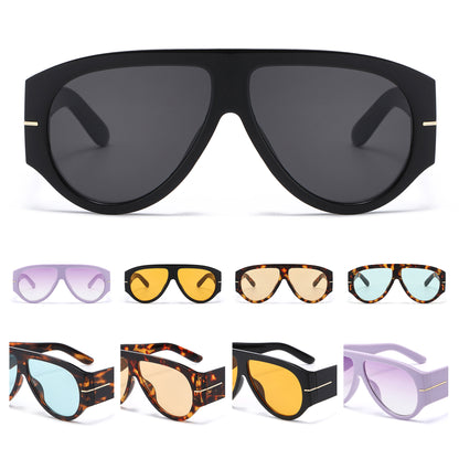 Unisex Oversized Flat Top Shield Sunglasses P11151