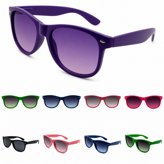 Colorful Retro Wayfarer Sunglasses with Smooth Temple Arms and Gradient Lenses P1543-Mix