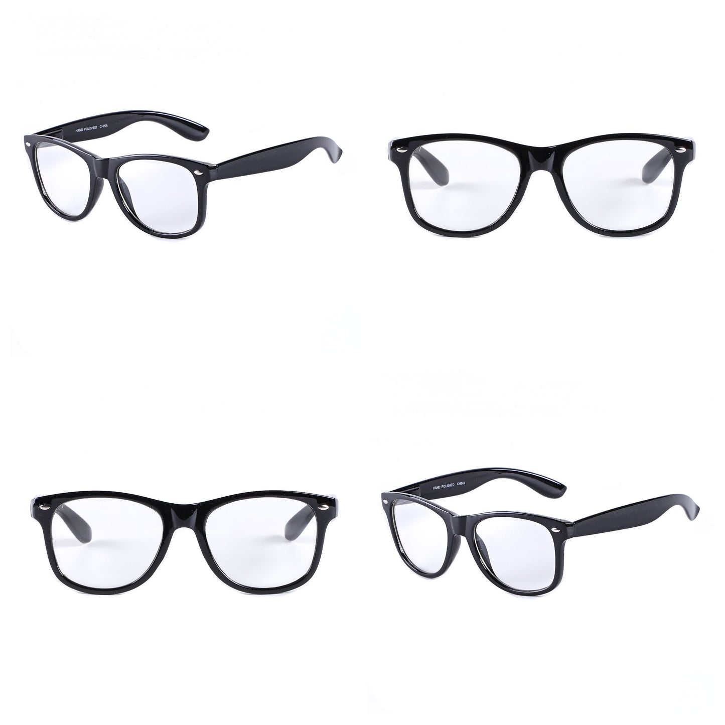 Classic Black Wayfarer Clear Lens Glasses P1543C