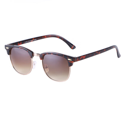 Timeless Clubmaster-Style Sunglasses with Polished Temples P1947