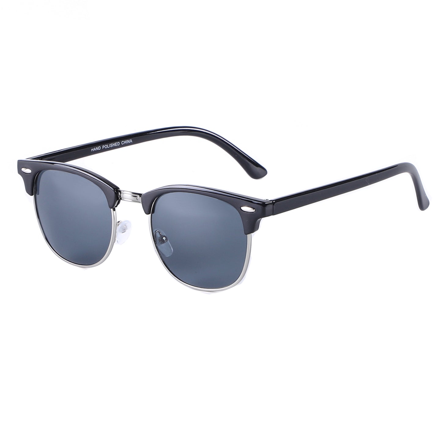 Timeless Clubmaster-Style Sunglasses with Polished Temples P1947