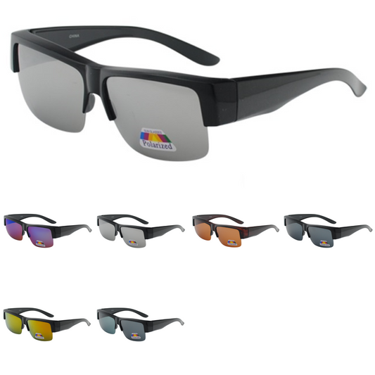 Polarized Fit Over Sport Sunglasses with Half Frame Bottom and Thick Side Arms PL10549