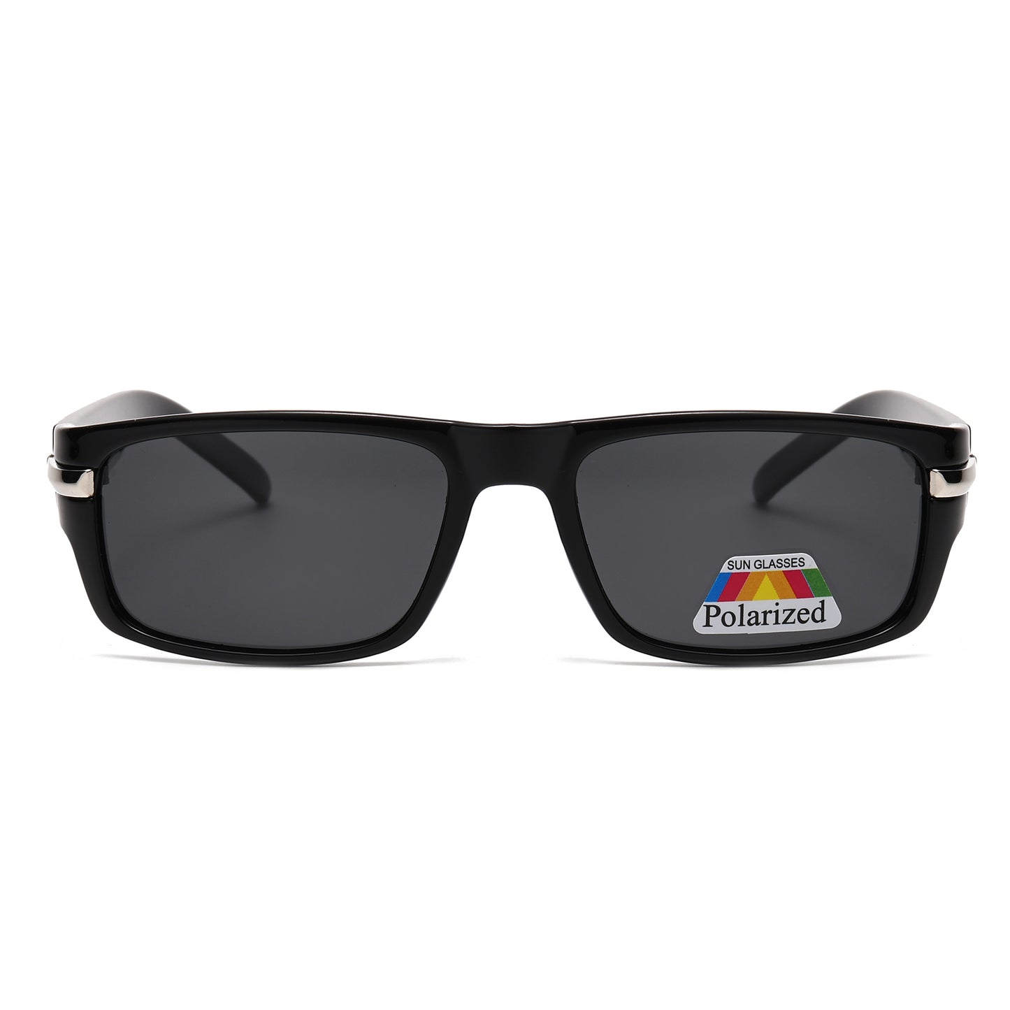Men Sport Polarized Sunglasses with Thick Wrap Around Temples and Metal Details PL11071