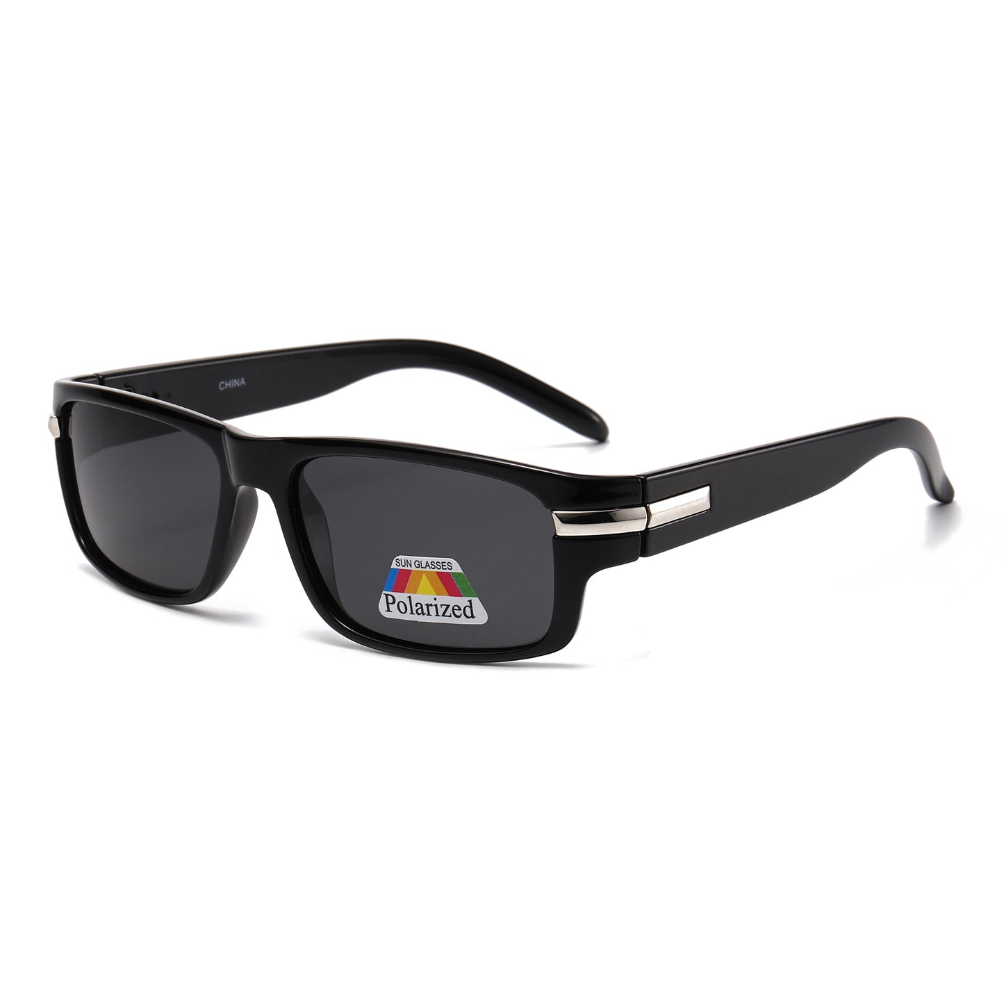 Men Sport Polarized Sunglasses with Thick Wrap Around Temples and Metal Details PL11071