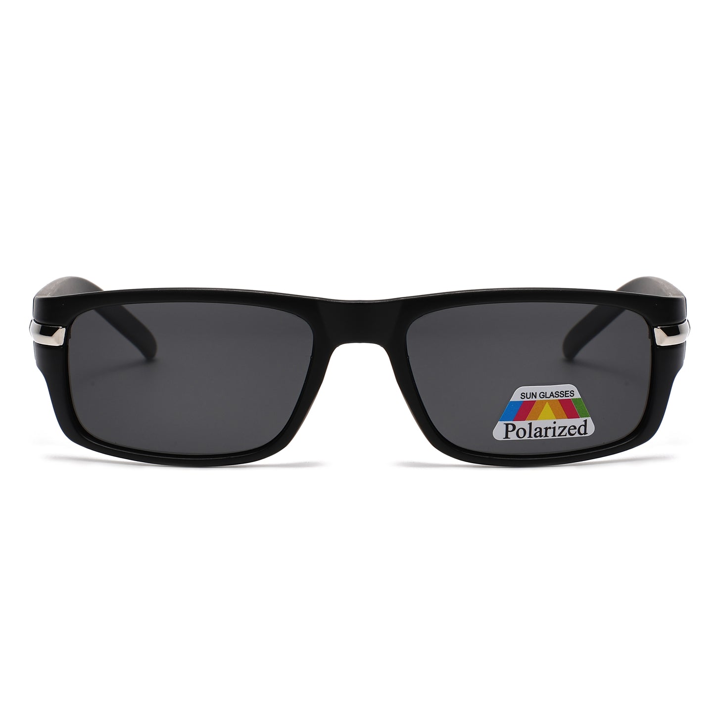 Men Sport Polarized Sunglasses with Thick Wrap Around Temples and Metal Details PL11071