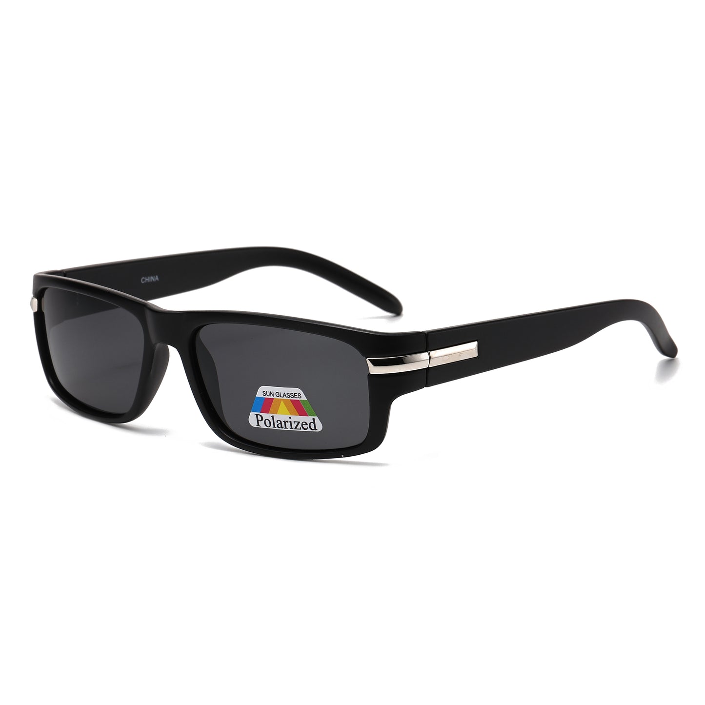Men Sport Polarized Sunglasses with Thick Wrap Around Temples and Metal Details PL11071
