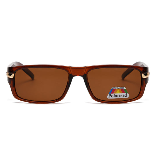 Men Sport Polarized Sunglasses with Thick Wrap Around Temples and Metal Details PL11071