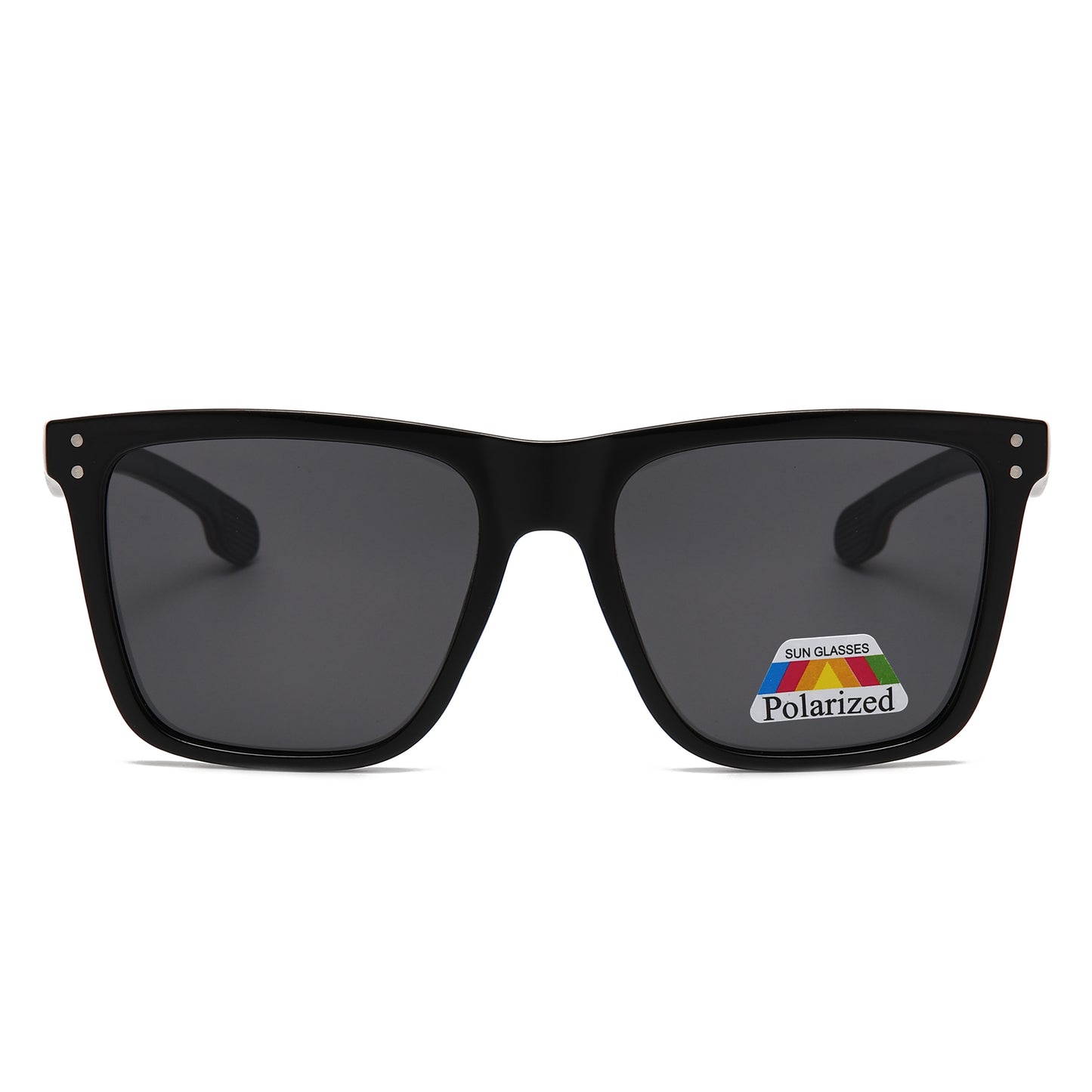 Wholesale Polarized Square Sunglasses with Cutout Metal Geometry Temples PL11072