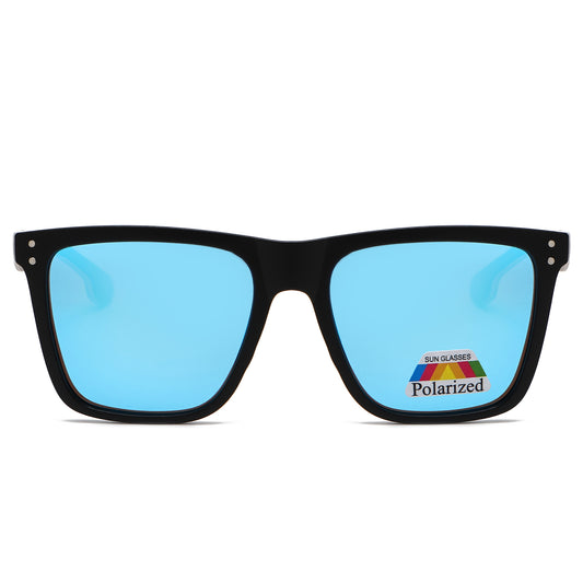 Wholesale Polarized Square Sunglasses with Cutout Metal Geometry Temples PL11072