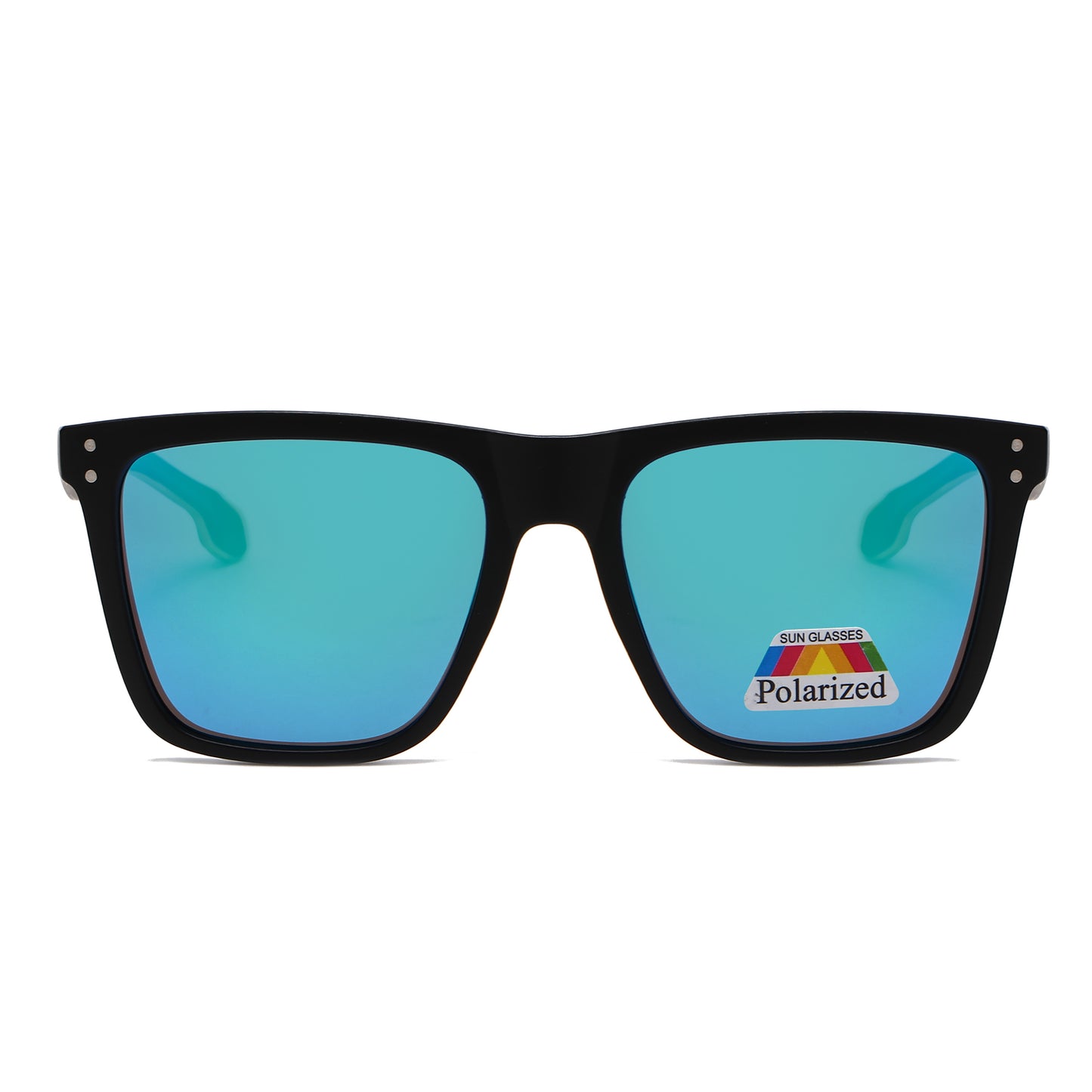 Wholesale Polarized Square Sunglasses with Cutout Metal Geometry Temples PL11072