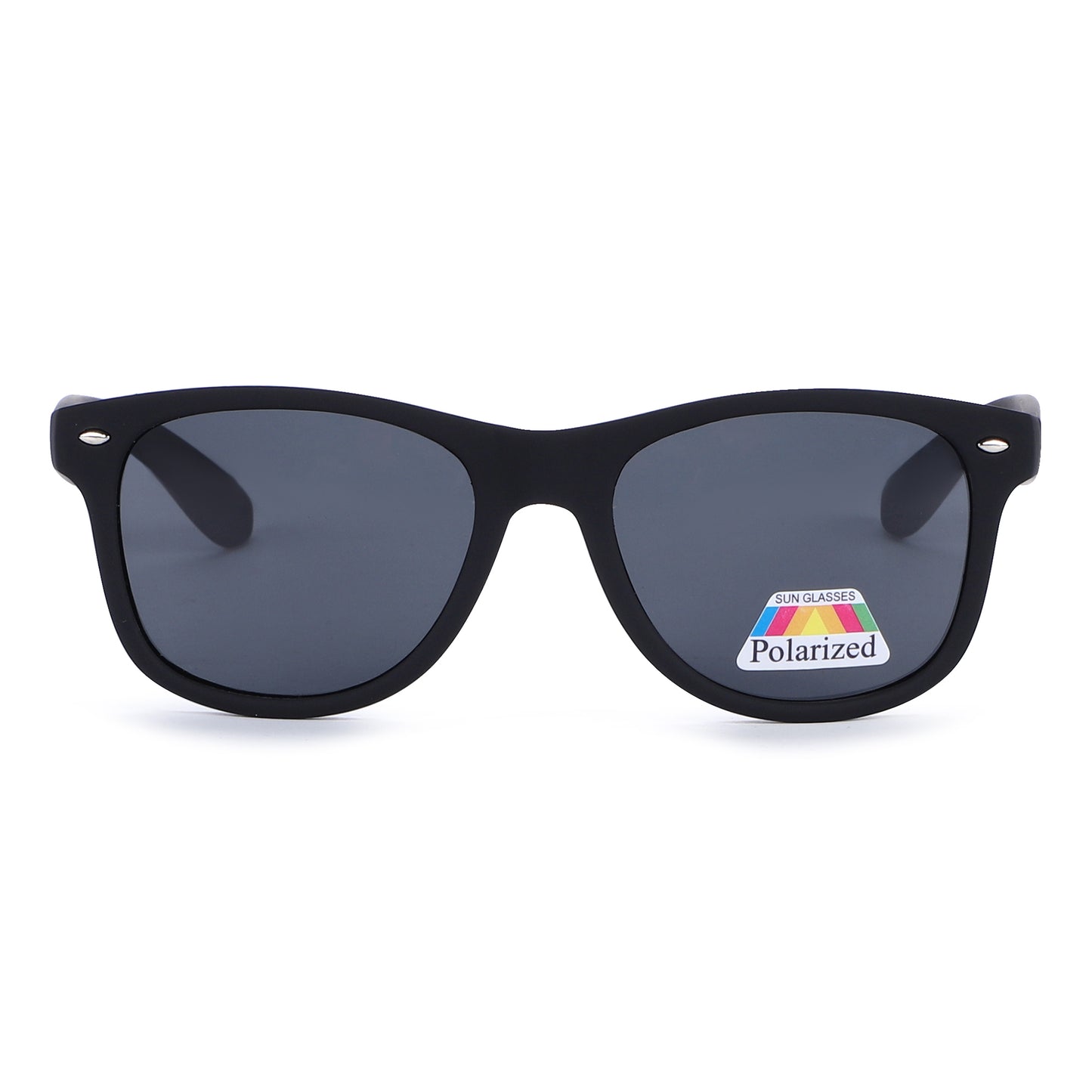 Retro Polarized Classic Square Style Sunglasses with Silver Corner Accents PL1543