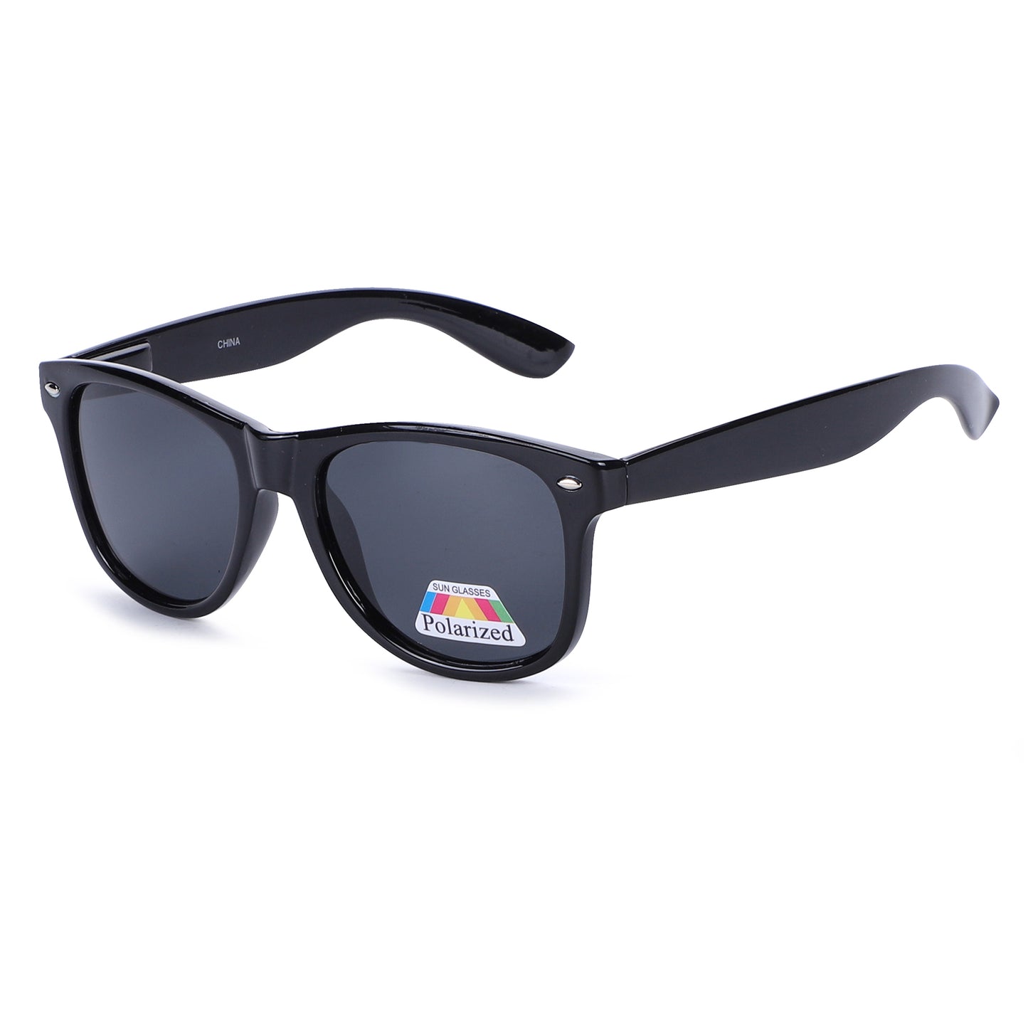 Retro Polarized Classic Square Style Sunglasses with Silver Corner Accents PL1543