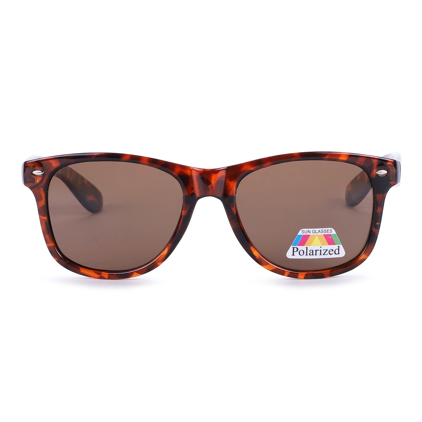 Retro Polarized Classic Square Style Sunglasses with Silver Corner Accents PL1543