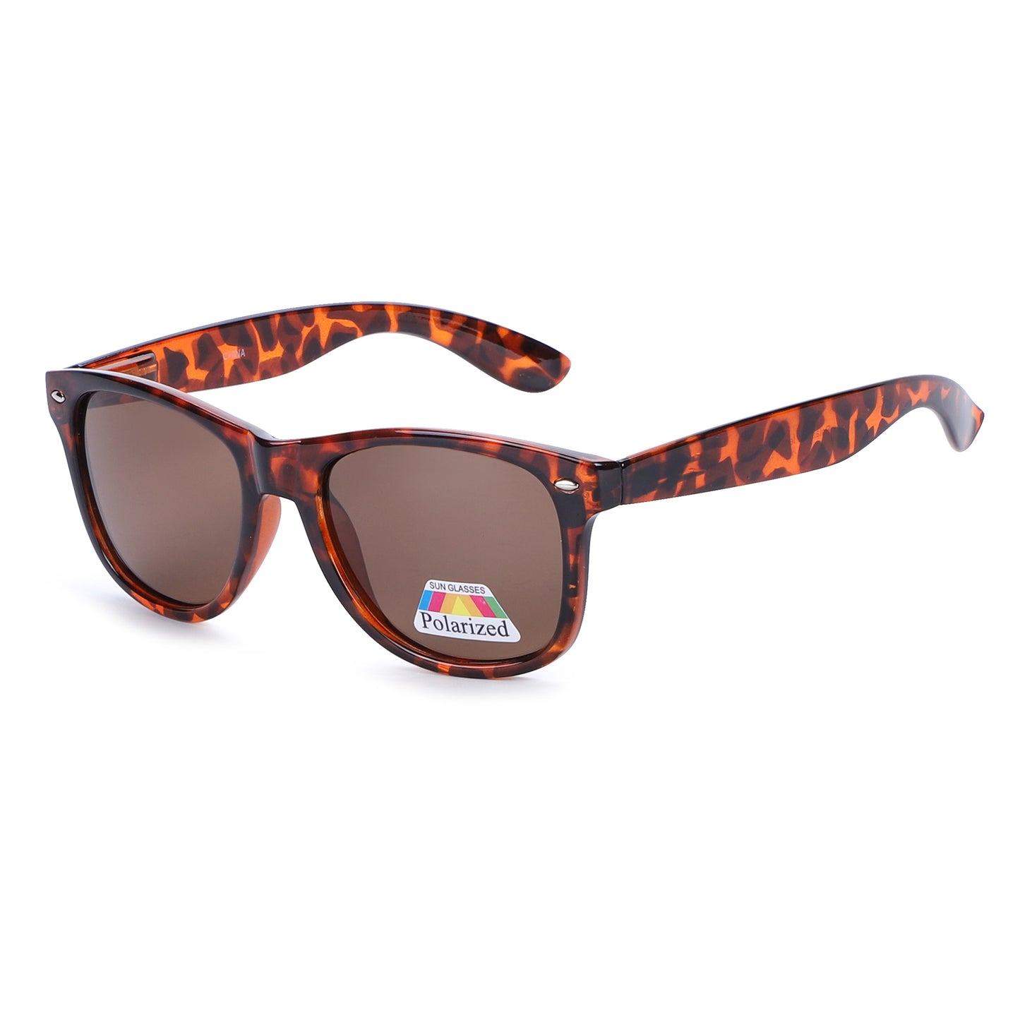 Retro Polarized Classic Square Style Sunglasses with Silver Corner Accents PL1543