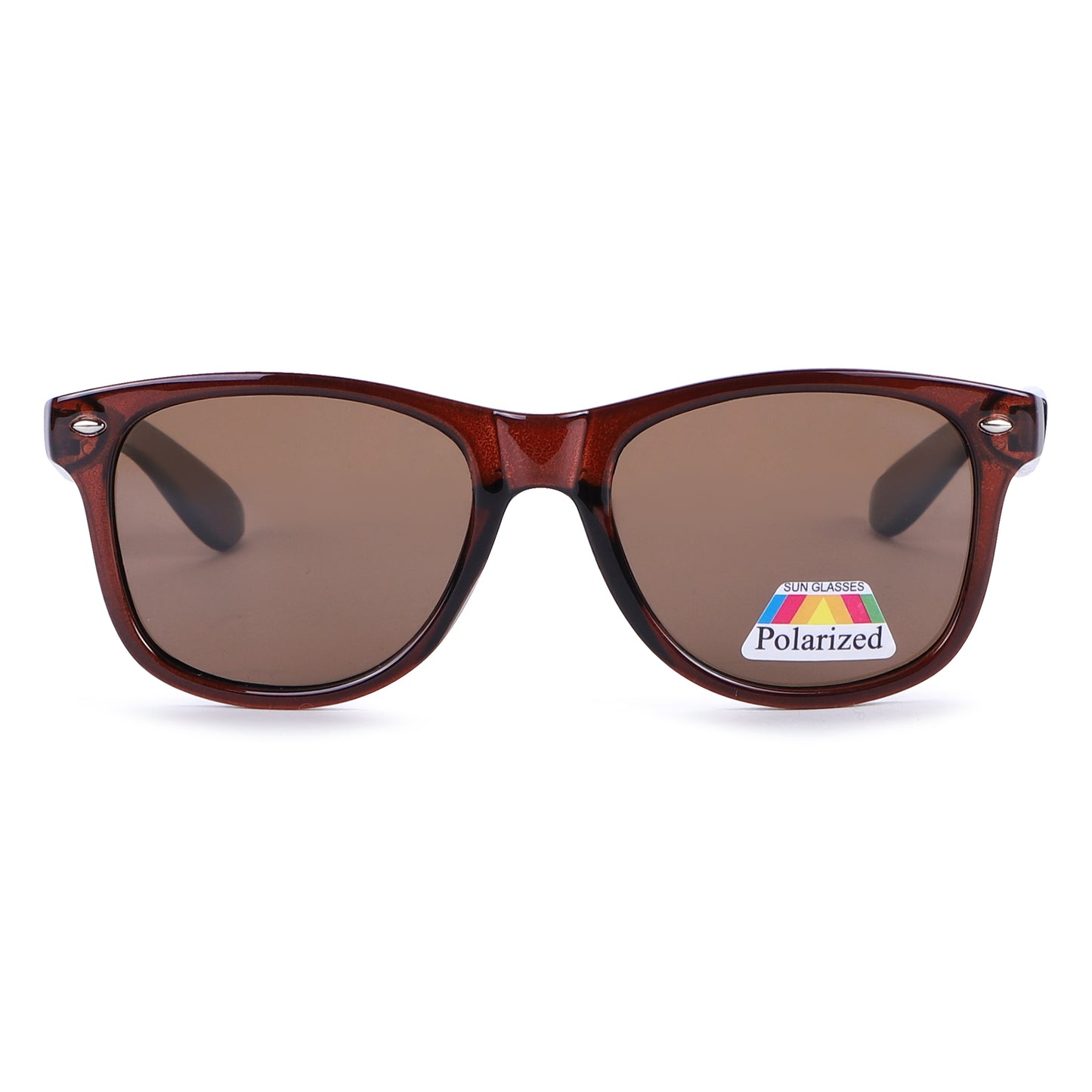 Retro Polarized Classic Square Style Sunglasses with Silver Corner Accents PL1543