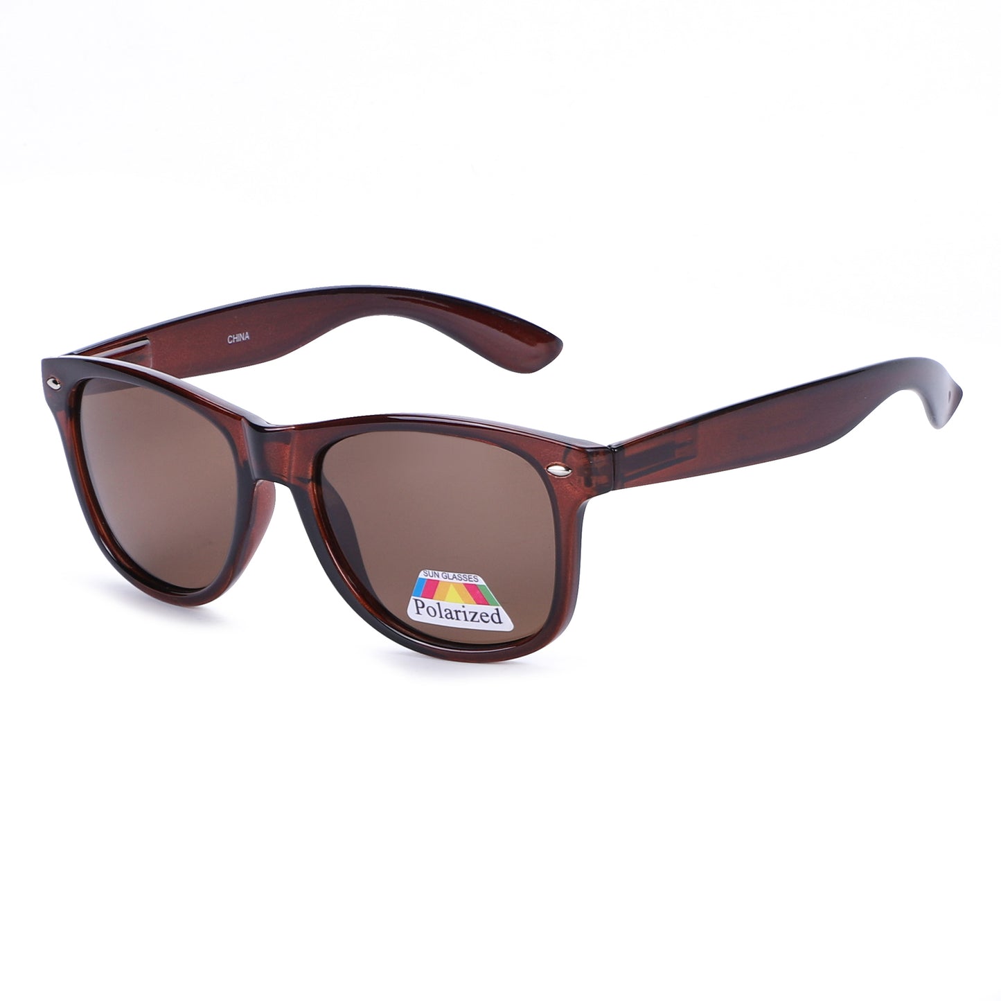Retro Polarized Classic Square Style Sunglasses with Silver Corner Accents PL1543