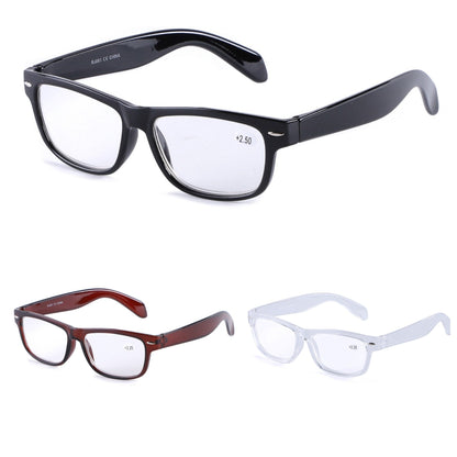 Classic Unisex Rectangular Reading Glasses in Black, Tortoise, and Clear Colors RJ061