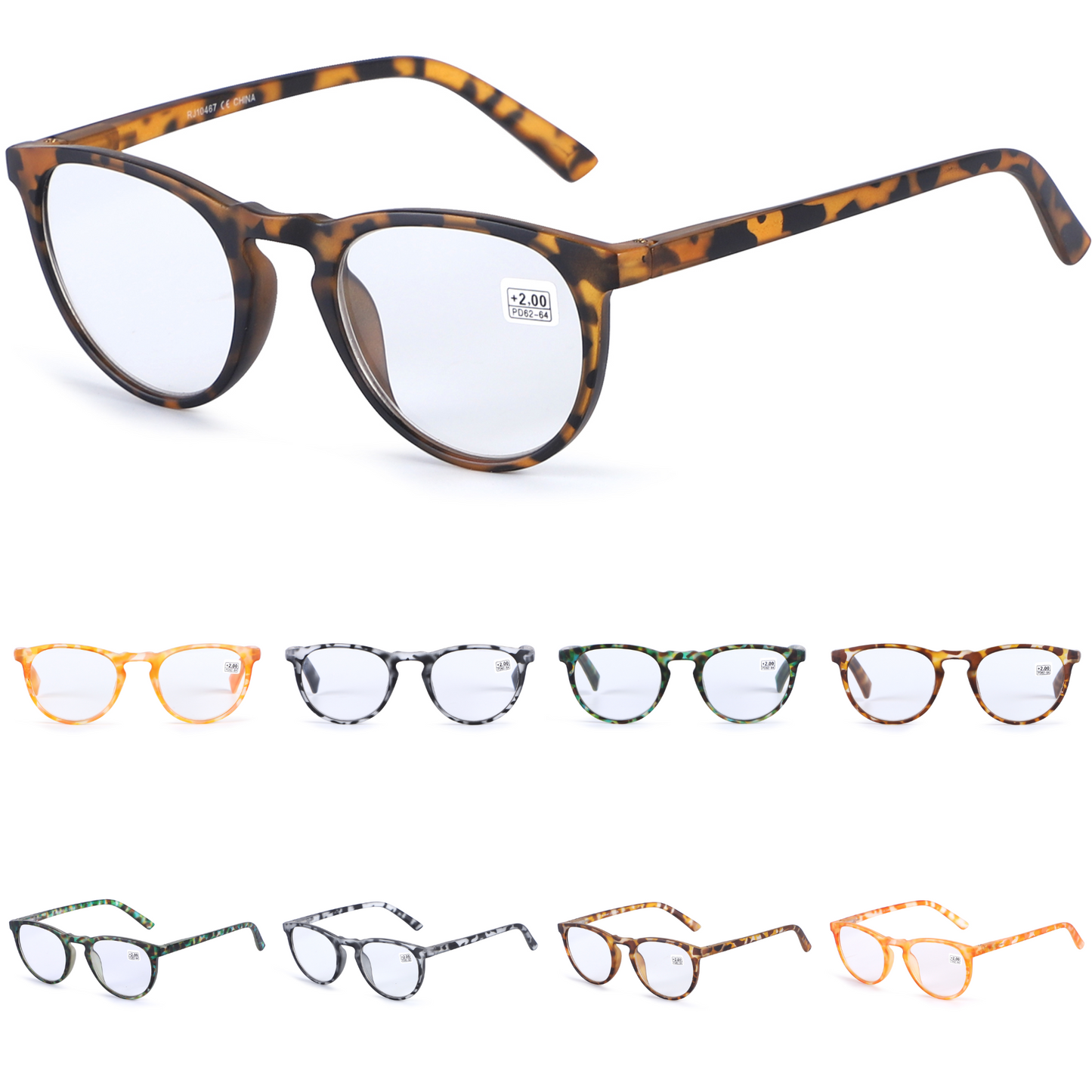 Unisex Classic Round Panto Readers available in Tortoise and Abrstract Frames RJ10467