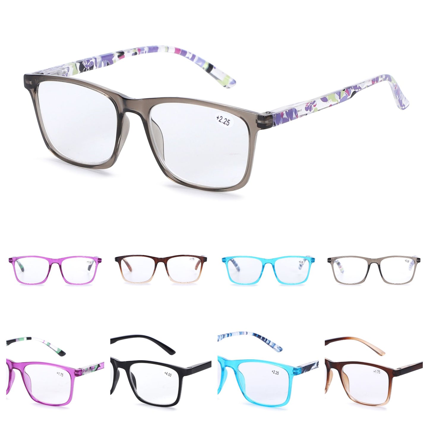 Modern Transparent Square Readers with Colorful Patterned Side RJ11069