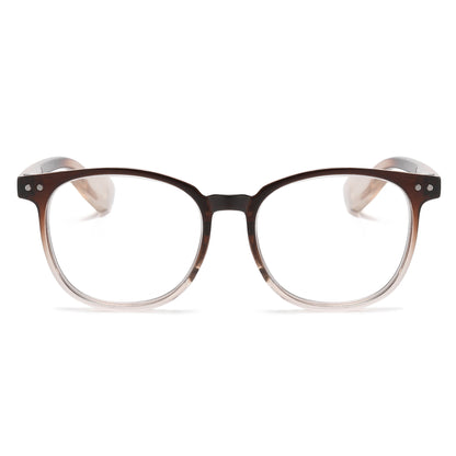 Retro Rounded Square Reading Glasses with Lightweight Two-Tone Frames RJ11070