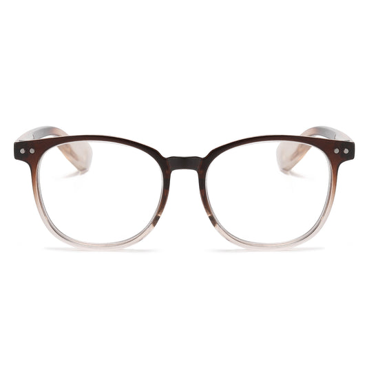 Retro Rounded Square Reading Glasses with Lightweight Two-Tone Frames RJ11070