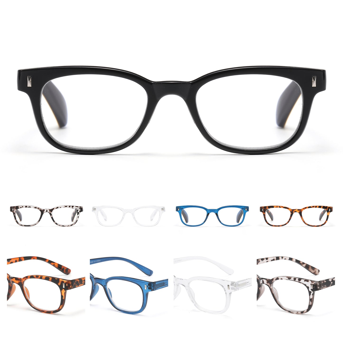 Retro Square Wayfarer Reading Glasses in 10+ Custom Reading Powers RJ11095