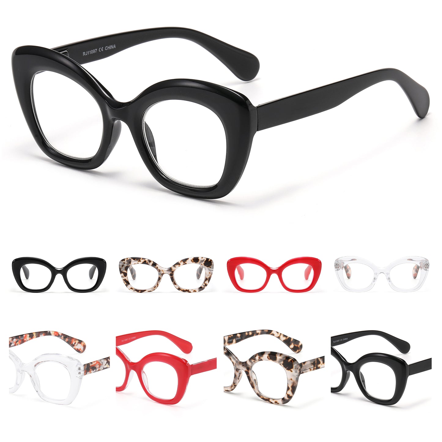 Women's Vintage Oversized Cat-Eye Reading Glasses in 10+ Custom Reading Powers RJ11097