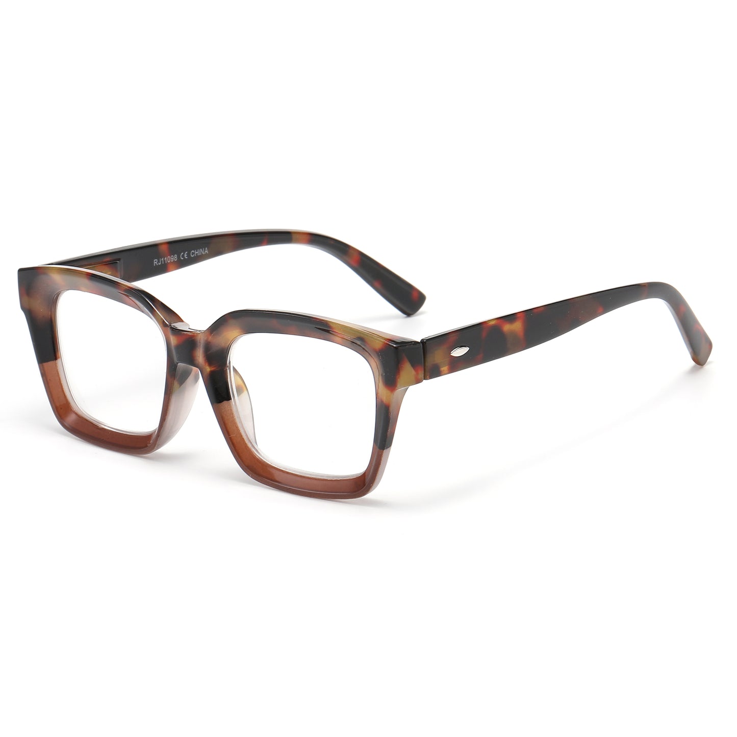 Retro Square Thick Frame Reading Glasses in 10+ Custom Reading Powers RJ11098