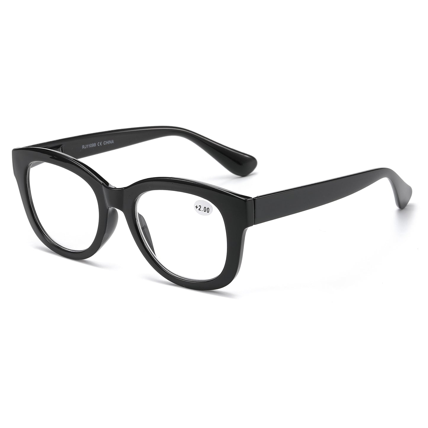 Unisex Retro Round-Square Reading Glasses with Thick Temples RJ11099