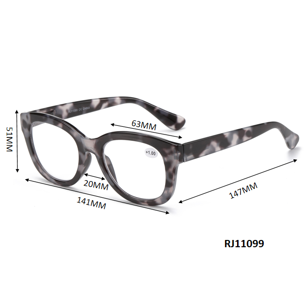 Unisex Retro Round-Square Reading Glasses with Thick Temples RJ11099