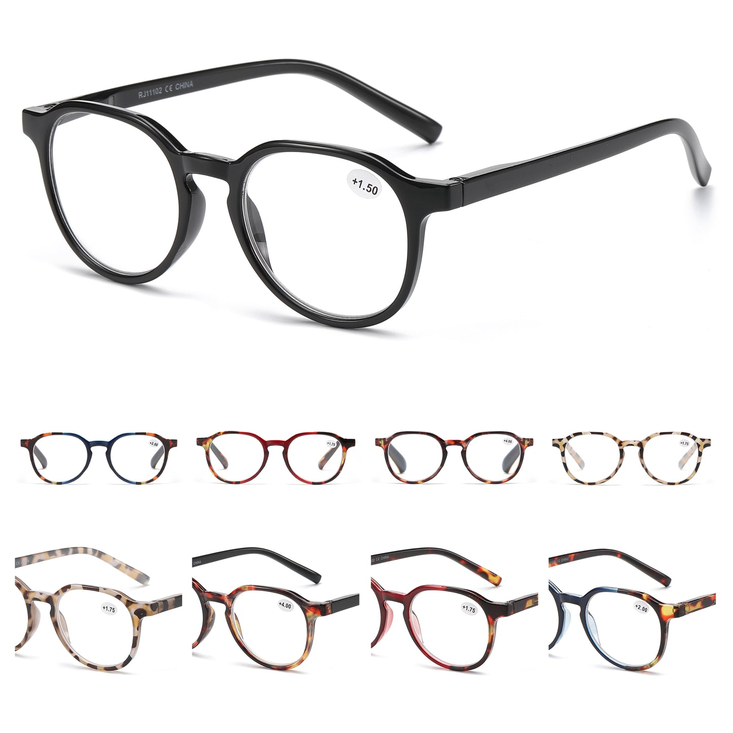 Retro Round Reading Glasses Lightweight Frame with Classic Keyhole Bridge Details RJ11102