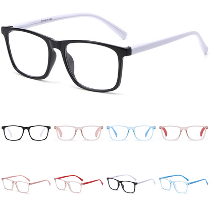 Unisex Square Frame Two-Tone Reading Glasses in 10+ Custom Reading Powers RJ11106