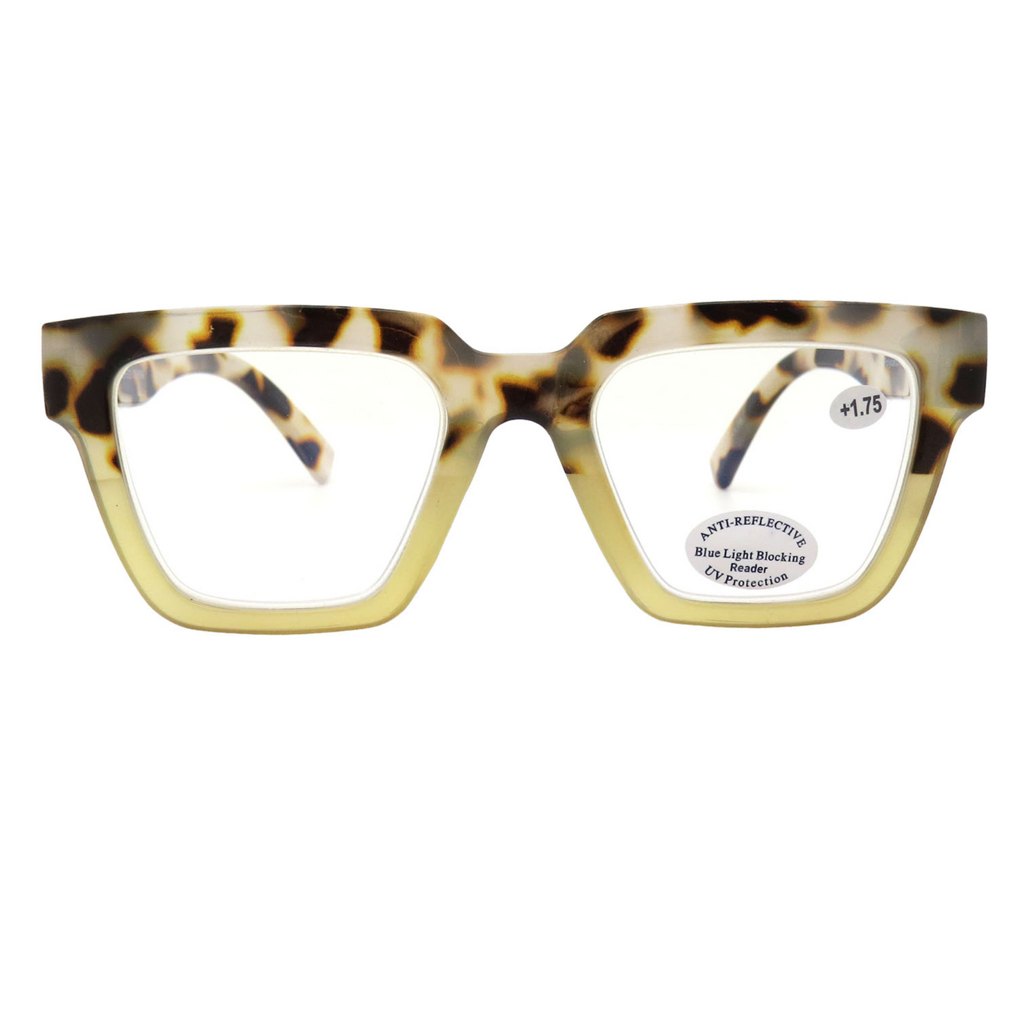 Thick Square Blue Light Blocking Reading Glasses Bold Retro Frame with Wide Temples RJ11132-BLB
