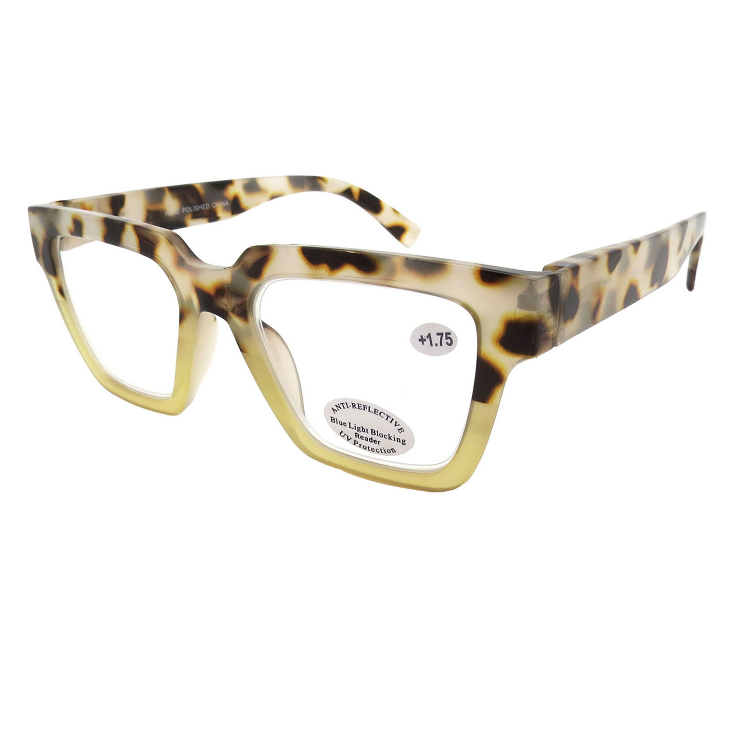 Thick Square Blue Light Blocking Reading Glasses Bold Retro Frame with Wide Temples RJ11132-BLB
