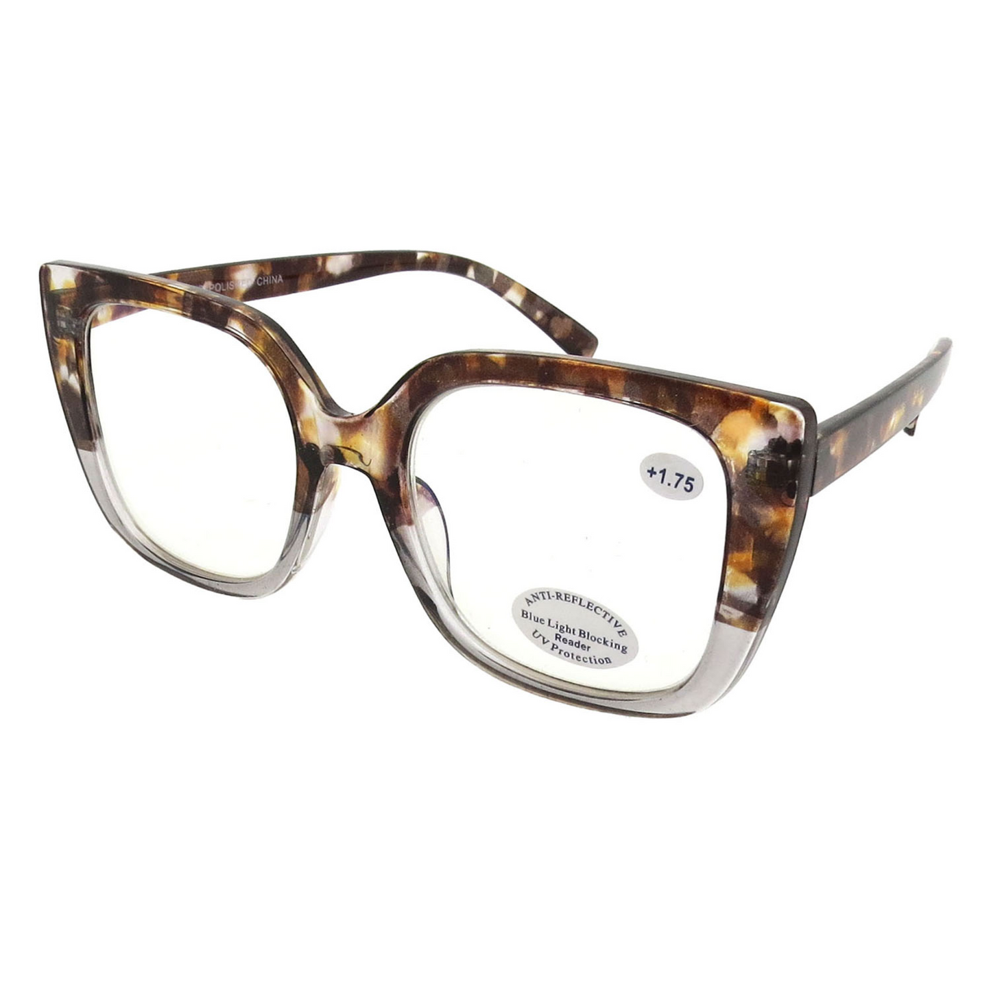Women's Thick Frame Square Anti-Reflective Blue Light Reading Glasses RJ11134-BLB