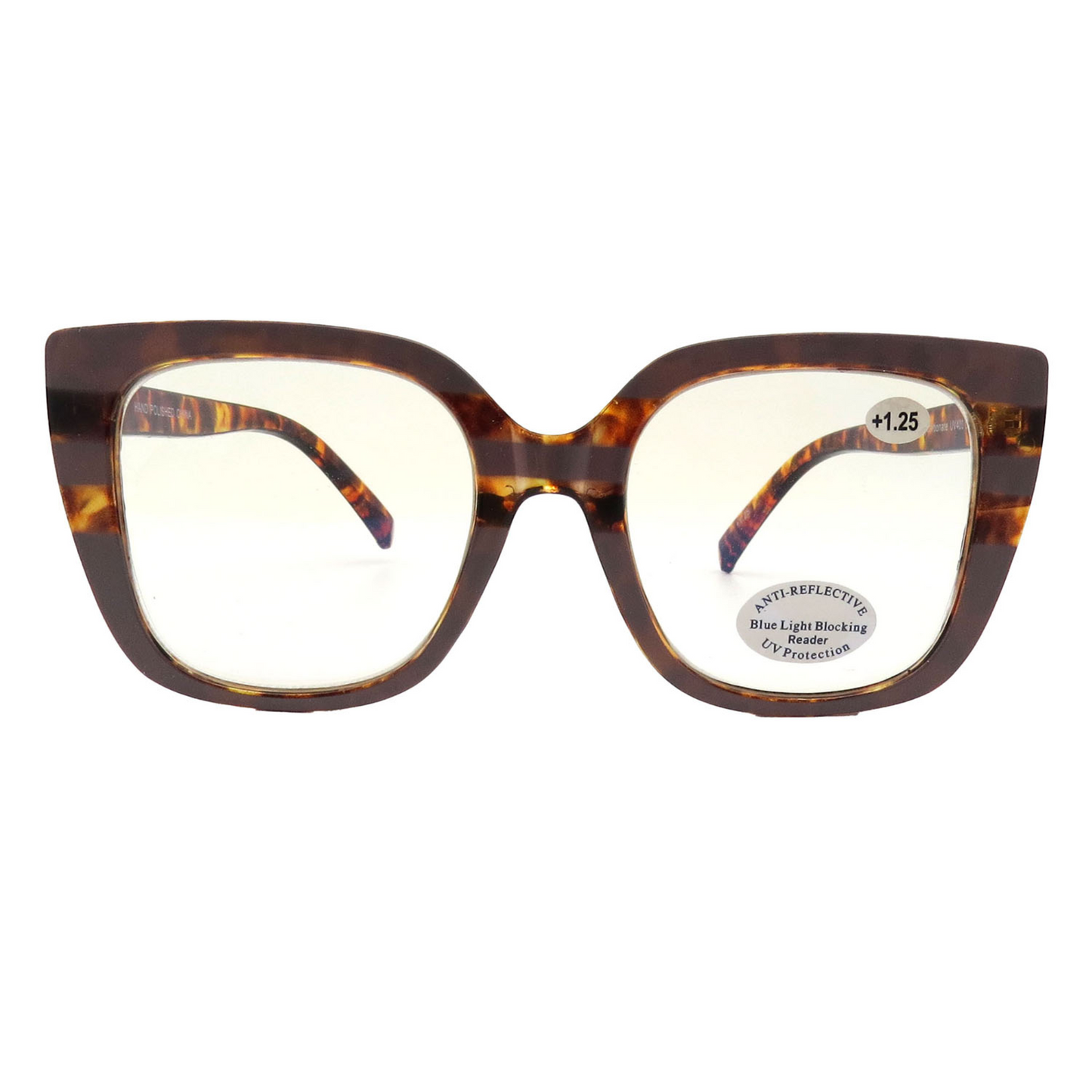 Women's Thick Frame Square Anti-Reflective Blue Light Reading Glasses RJ11134-BLB