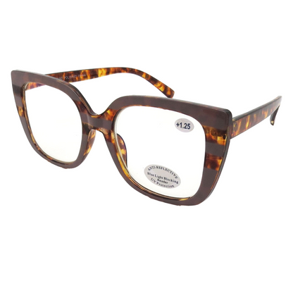 Women's Thick Frame Square Anti-Reflective Blue Light Reading Glasses RJ11134-BLB
