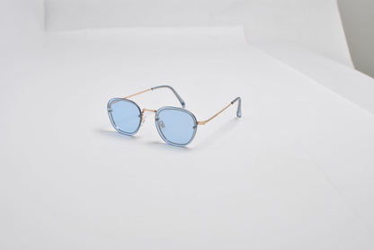 Hex-Oval Rimless Tinted Sunglasses with Gold MetalTemples SK10470