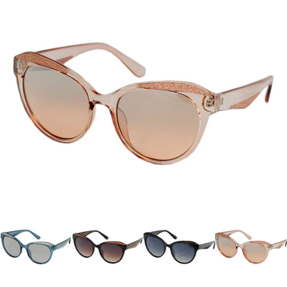 Glitter Accent Cat-Eye Sunglasses with Translucent Frames and UV400 SK10475