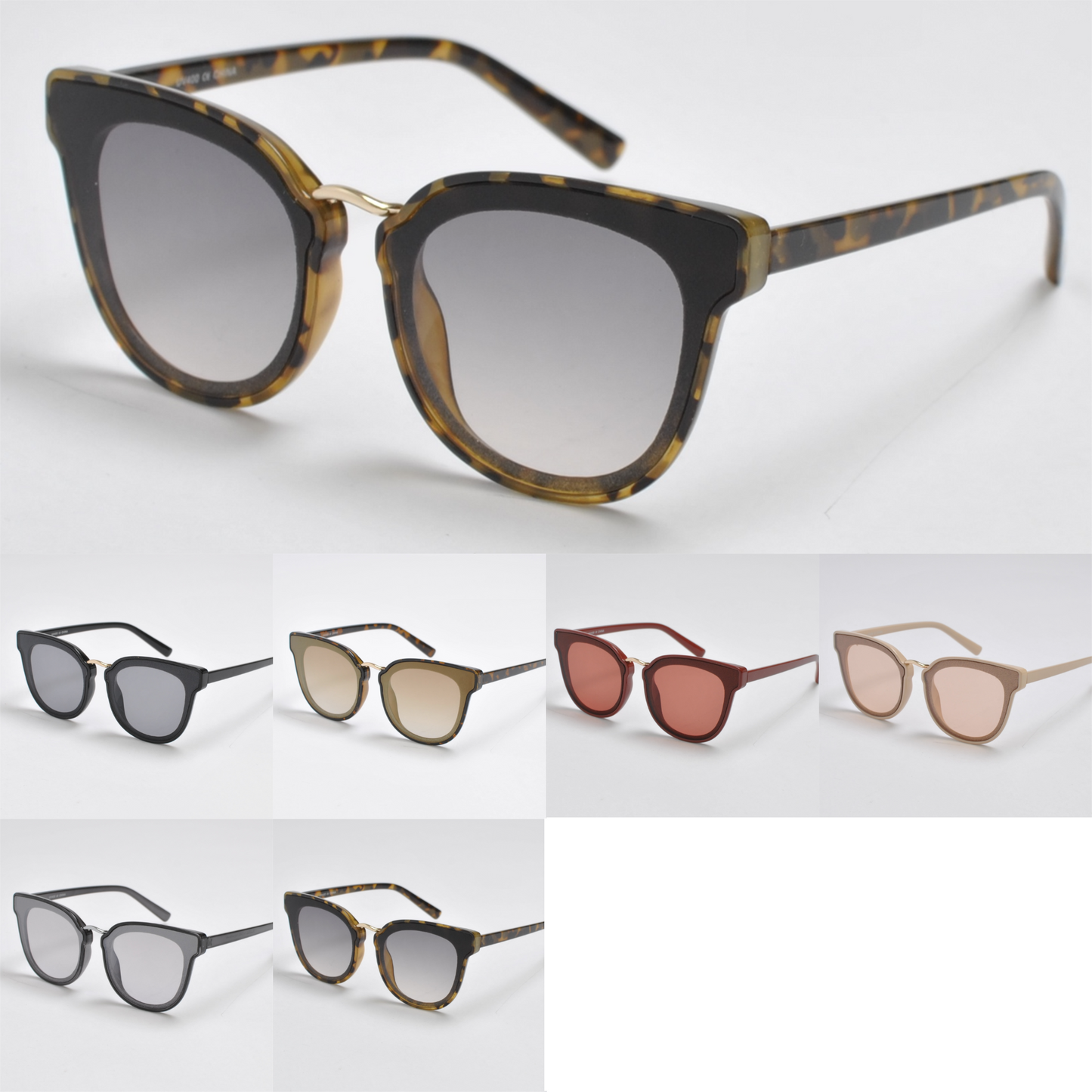 Modern Cat-Eye Sunglasses with Gold Bridge Accent SK10480